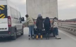 Eskişehir’de patenli çocukların tehlikeli yolculuğu sürücüleri korkutuyor