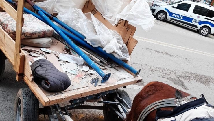 Eskişehir’de şüpheli at arabasından kilolarca çalıntı inşaat demiri ele geçirildi