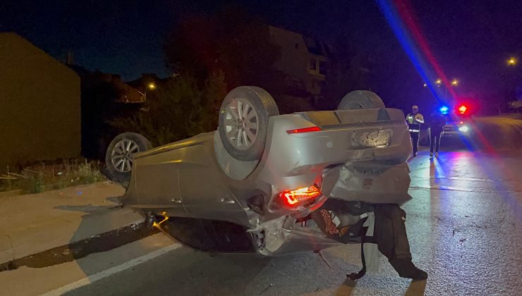 Eskişehir’de kontrolden çıkarak takla atan otomobil hurdaya döndü