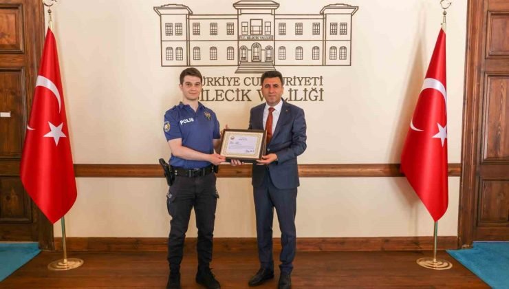 İzinli olduğu gün hırsızları yakalayan polise ’Başarı Belgesi’