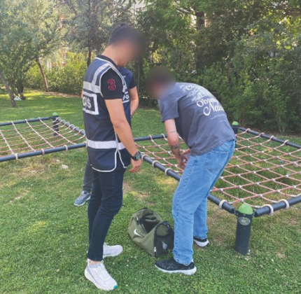 Polis ekipleri parklardaki şüpheli şahıslara kimlik sorgusu yaptı