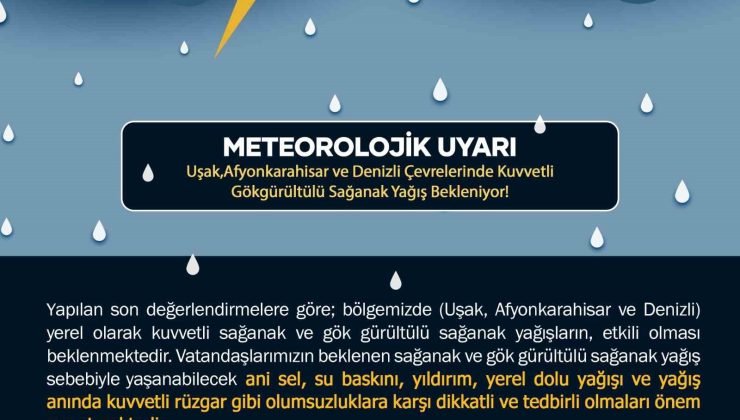 Uşak’a kuvvetli yağış uyarısı