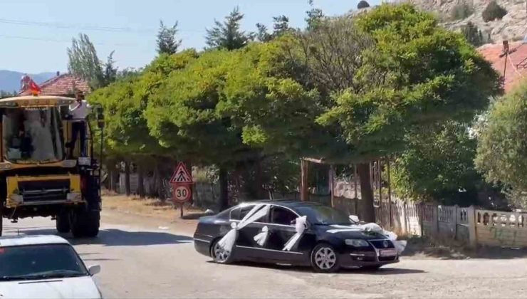 Afyonkarahisar’da görülmemiş düğün konvoyu