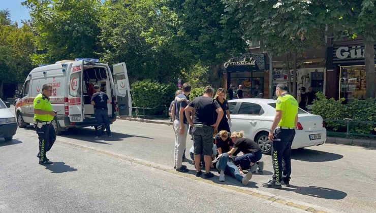 Elektrikli bisikletin çarptığı kadın yaralandı