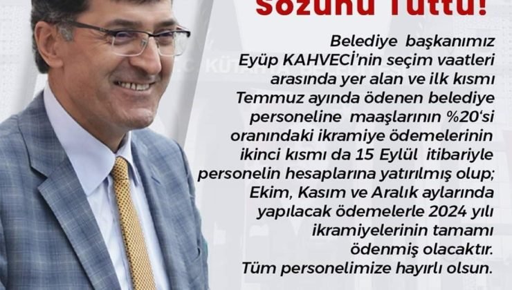 Kütahya Belediyesi ikramiye ödemelerini yaptı