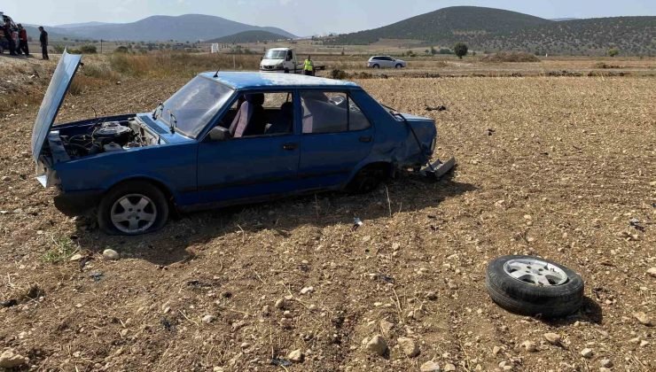 Şarampole uçan aracın sürücü yaralandı