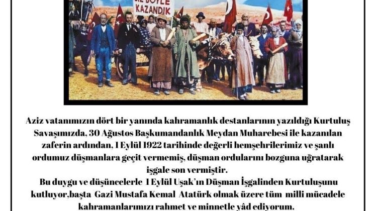 Uşak Üniversitesi Rektörü Savaş, 1 Eylül mesajı yayımladı
