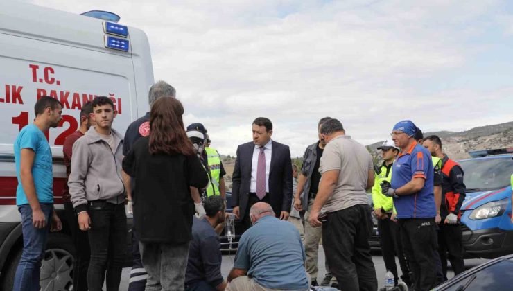 Vali Işın, kaza yapan kazazede ile yakından ilgilendi