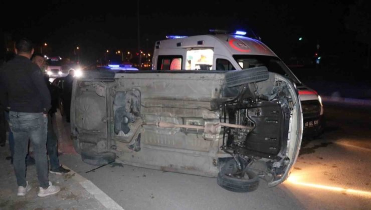 Refüje çarpıp takla atan araçta aynı aileden 5 kişi yaralandı