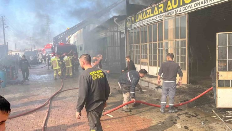 Sanayi sitesinde çıkan yangında 5 dükkan zarar gördü