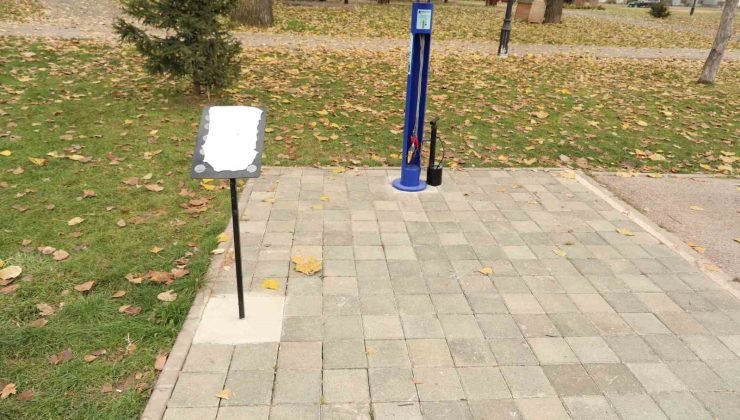 Odunpazarı’ndaki bisiklet tamir istasyonuna zarar verildi