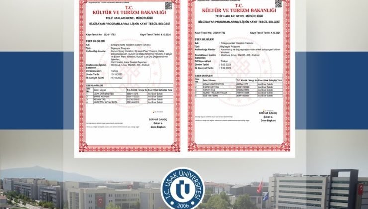 Uşak Üniversitesinin ’Entegre Kalite Yönetim Sistemi’ Kültür ve Turizm Bakanlığı tarafından tescillendi