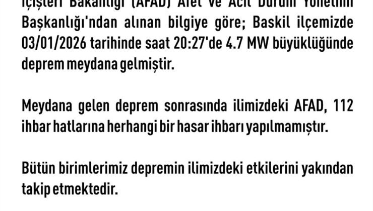 Elazığ Valiliği, korkutan depremin ardından açıklama yaptı