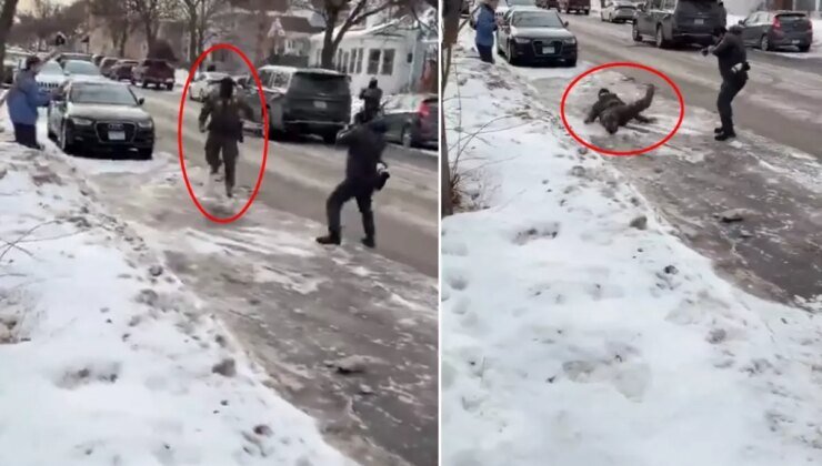 Polislerle böyle alay ettiler! Koşarken bir anda yere düştü