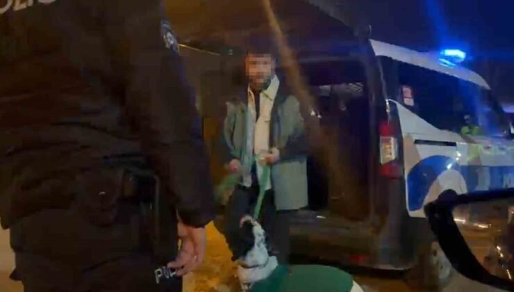1.55 promil alkollü yakalanan ve 14 bin TL ceza kesilen sürücü, karakola köpeğiyle gitti