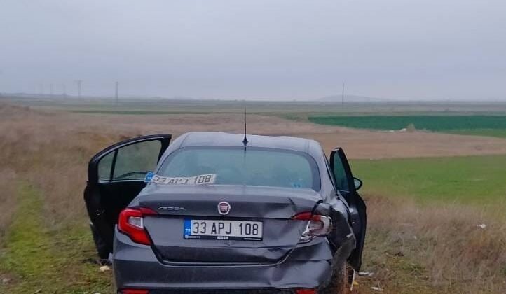 Bariyerlere çarpıp tarım arazisine giren otomobilde 5 kişi yaralandı