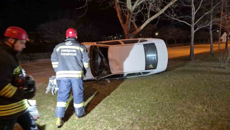 Eskişehir’de kontrolden çıkan otomobil takla attı: 1 yaralı
