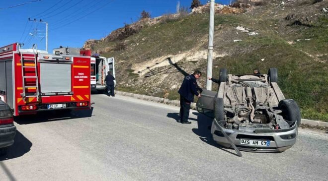 Kütahya’da otomobil takla attı: 1 yaralı
