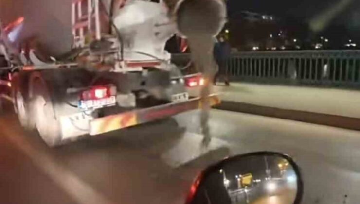 Yola beton dökerek seyreden mikser kameraya yansıdı