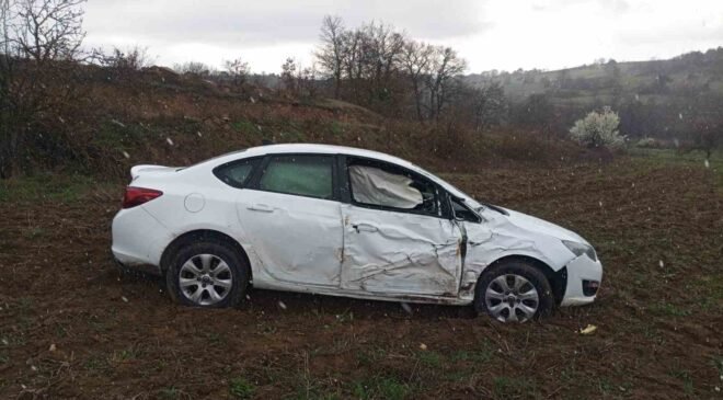 Bilecik’te kontrolden çıkan otomobil tarlaya uçtu, sürücüsü ağır yaralandı