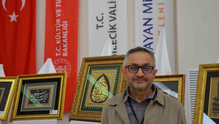 Mesai saatleri haricinde naht sanatını icra ederek, cami ve türbelere hat tabloları yapıyor