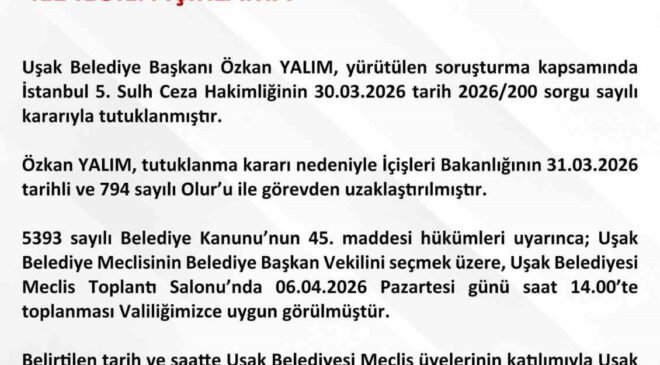 Uşak Belediye Başkan Vekili seçimi ile ilgili açıklama