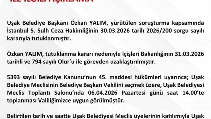 Uşak Belediye Başkan Vekili seçimi ile ilgili açıklama