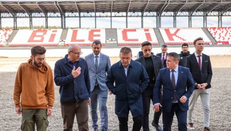 Vali Sözer yeni stadyum inşaatında ve spor salonunda incelemelerde bulundu