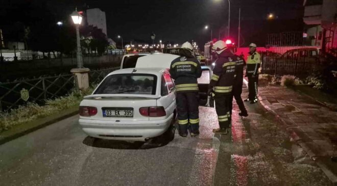 Eskişehir’de akaryakıt istasyonunun arkasında gerçekleşen araç yangını korkuttu