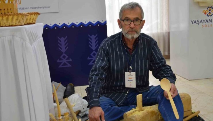 55 yıldır şimşir ağacından tahta kaşık yapıyor