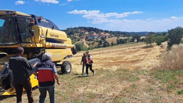 Gediz’de biçerdöverle hasat kontrolü