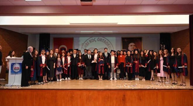 Koç ilköğretim mezunları kep attı