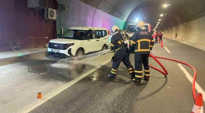 Osmangazi tünelinde yangına müdahale ve kurtarma operasyonu