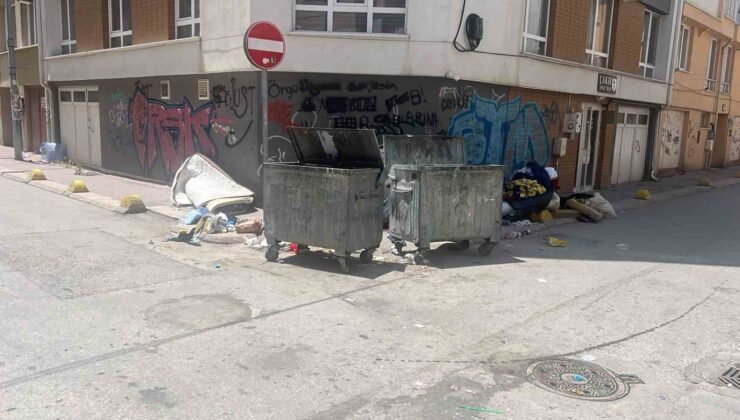 Tepebaşı’ndaki sokaklarda çevre ve görüntü kirliliğine sebep olan çöpler