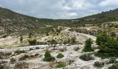 Uşak’ın yüksek kesimlerinde dolu yağışı etkili oldu