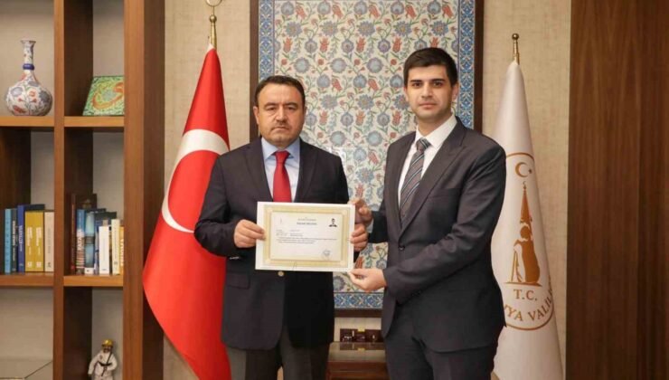 Vali Işın’dan Kaymakam Teltik’e başarı belgesi