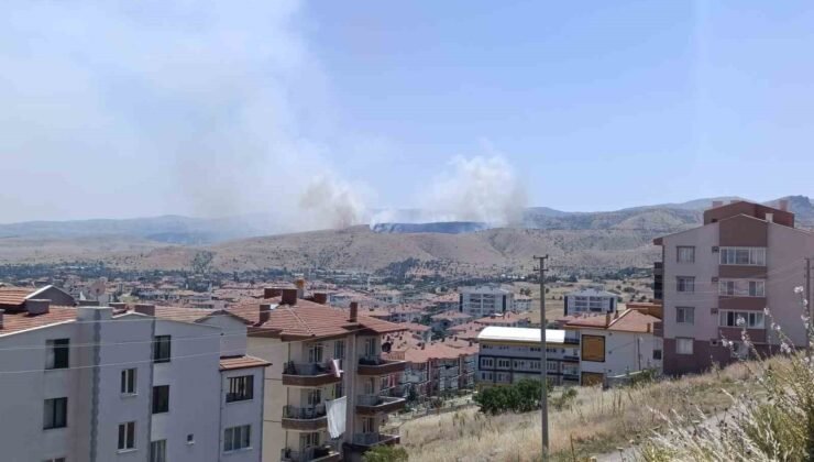 Afyonkarahisar’da otluk alanda çıkan yangına havadan ve karadan müdahale sürüyor