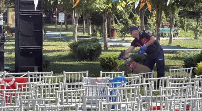 Bakan Göktaş’ın programı öncesi Dede Korkut Parkı’nda bomba araması