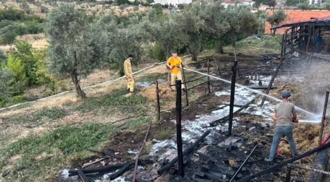 Bilecik’te bir ahır çıkan yangında kül oldu