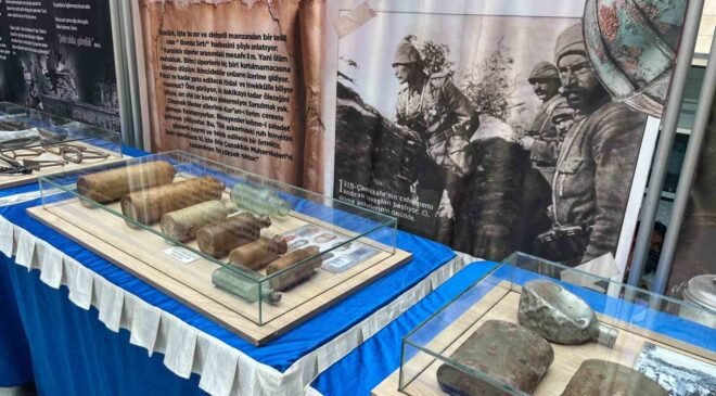 Çanakkale ruhu Tavşanlı’da, savaş malzemeleri sergisi ziyarete açıldı
