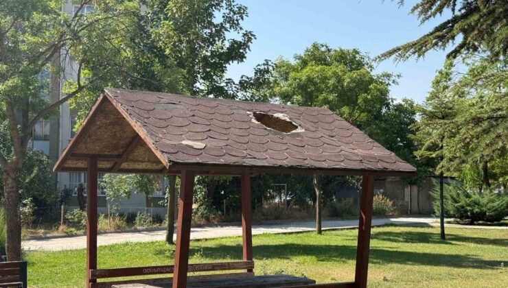 Eskişehir’de parktaki kamelyanın çatısında hasar meydana geldi
