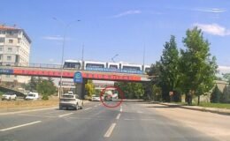 Eskişehir’de tankerin lastiğinin bomba gibi patladığı anlar kamerada