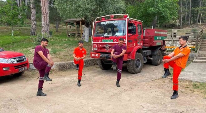 Kütahya’da yangın işçilerine fiziksel hazırlık eğitimi