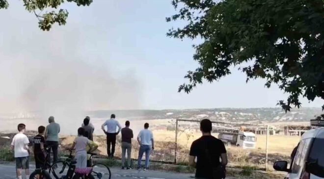 Otluk alan alevler içinde kaldı