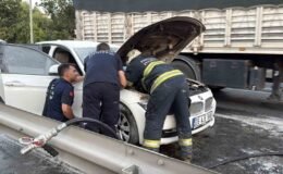 Sanayiden 10 dakika önce aldığı otomobili yandı