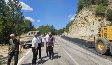 Şaphane Kaymakamı Boztaş asfalt çalışmalarını inceledi