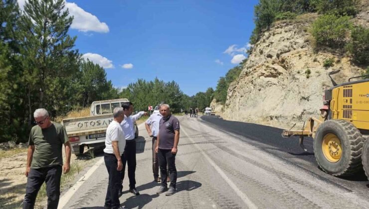 Şaphane Kaymakamı Boztaş asfalt çalışmalarını inceledi
