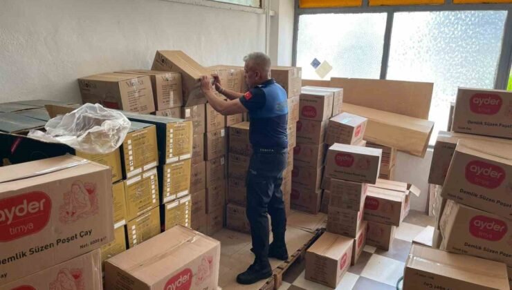 Zabıta ekipleri son kullanım tarihi geçen 768 kilogram poşet çaya el koydu