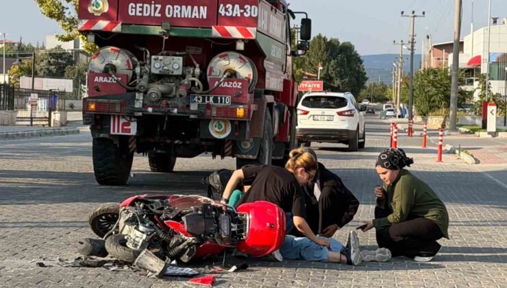 Gediz’de arazöz ile motosiklet çarpıştı: 1 yaralı