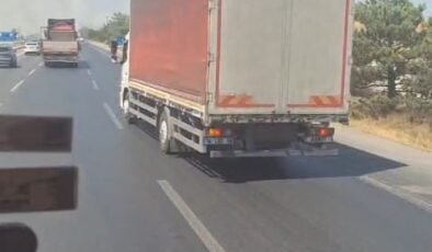 Karayolundaki otluk alanda çıkan yangın ormana sıçramadan söndürüldü